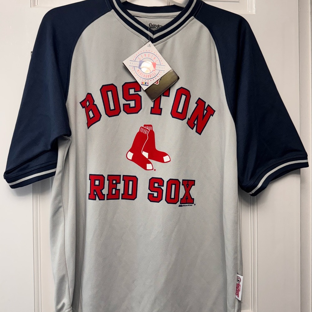 Boston Red Sox Genuine MLB Wear Navy Red Gray short Sleeve  Athletic Jersey Sz M